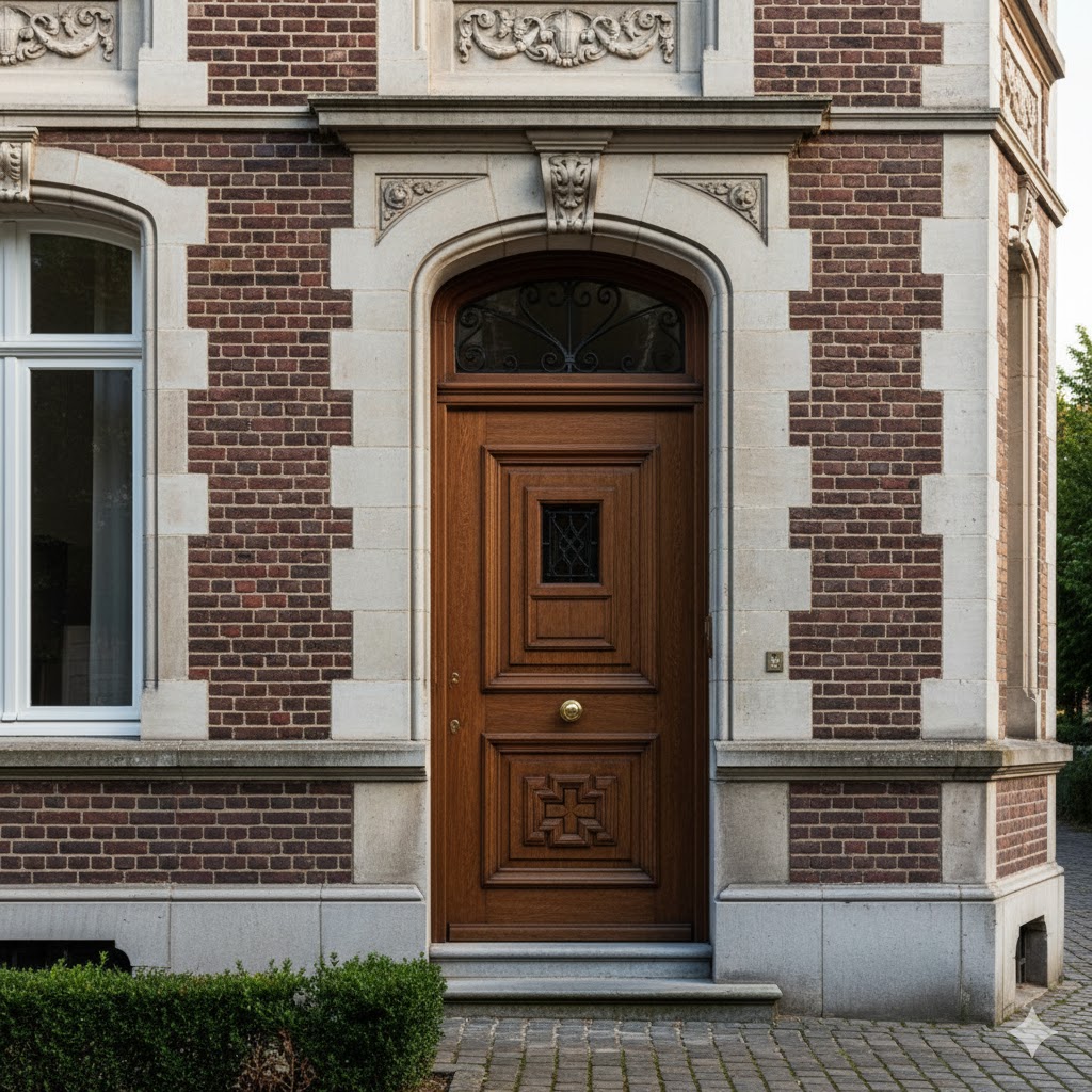 Porte d'entrée bois massif